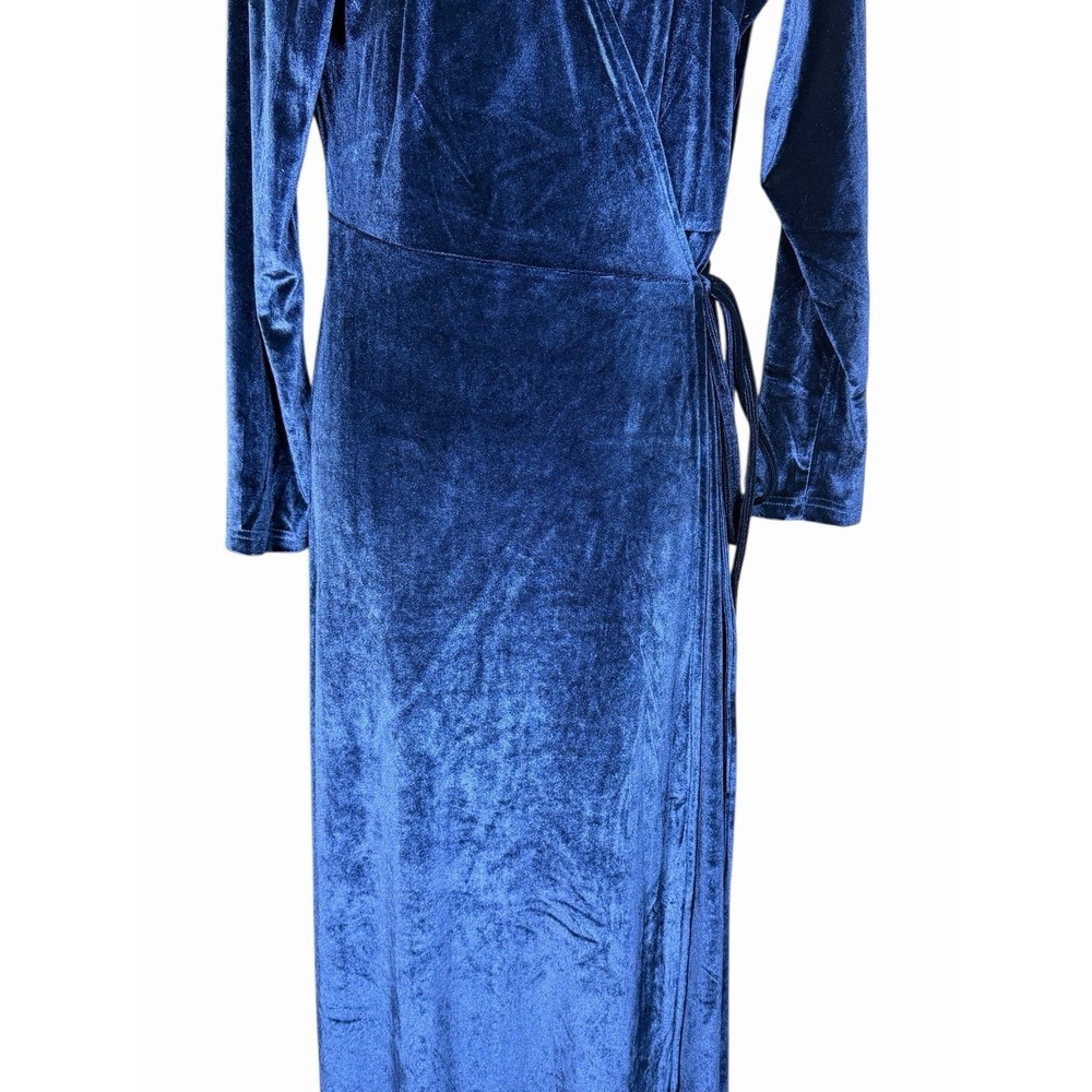 Baltic Born Velvet Wrap Dress NWT Sapphire Blue Long Sleeve Maxi Sz XL Holiday - Picture 3 of 15